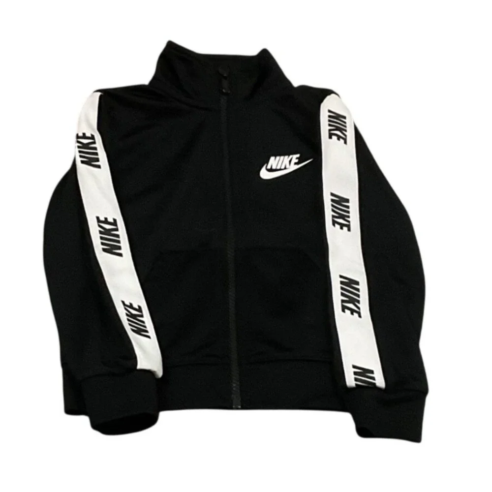 Nike Track Jacket‎ Toddler Boys 2T Black Logo Taping Full Zip Sportswear